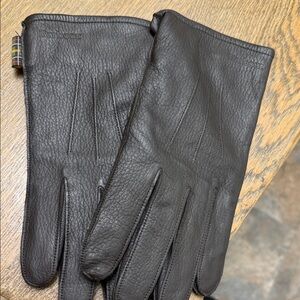 Barbour Dark Brown Leather Gloves